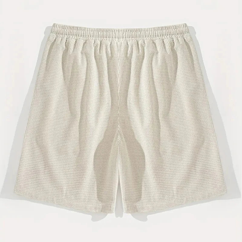 Men's Casual Beach Knit Shorts - Polyester Solid Regular Fit