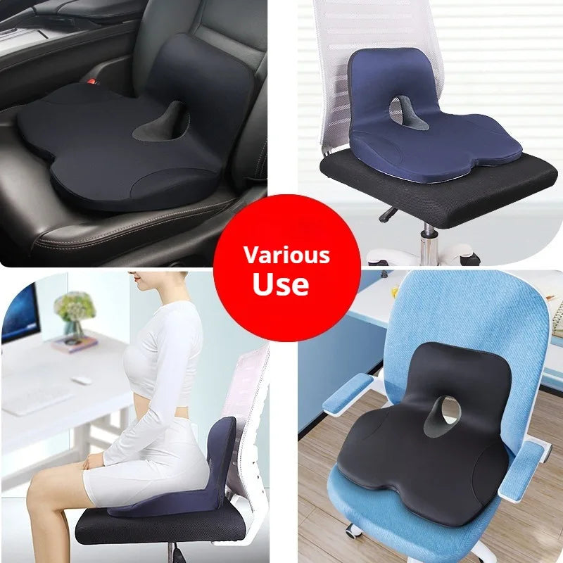 L-Shaped Memory Foam Seat Cushion for Office Chair, Anti-Slip Pressure-Relief Hip & Lumbar Support
