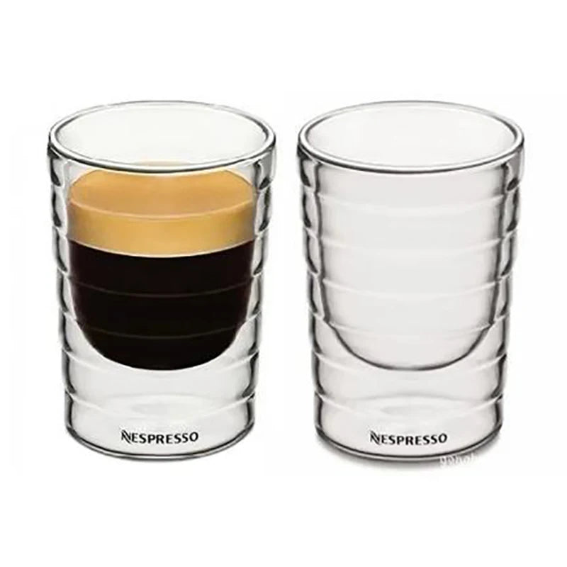 Double Wall Heat-Resistant Glass Coffee & Tea Mug, Clear Insulated Cup — 85ml (3oz) / 150ml (5oz) / 350ml (12oz), Single or 2/4/6 Pack