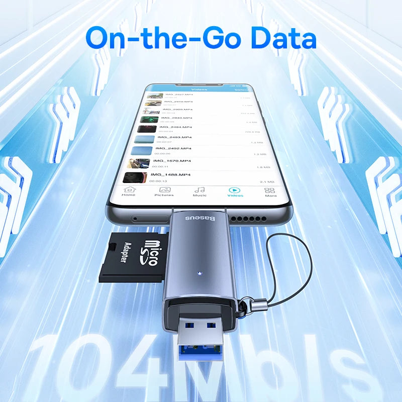 USB-C & USB 3.0 SD/MicroSD Card Reader - Dual SD/TF Slots, 104MB/s, Supports up to 2TB