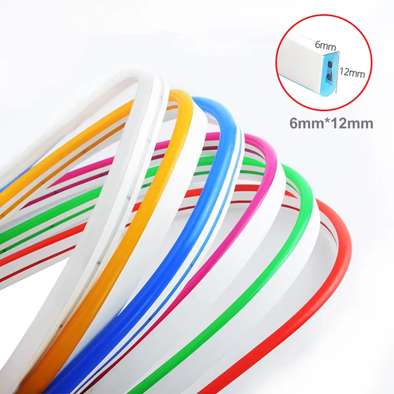 6mm LED Neon Flex Strip Waterproof Rope Light 5V/12V/24V for DIY Signs - Red Green Blue Yellow Pink White
