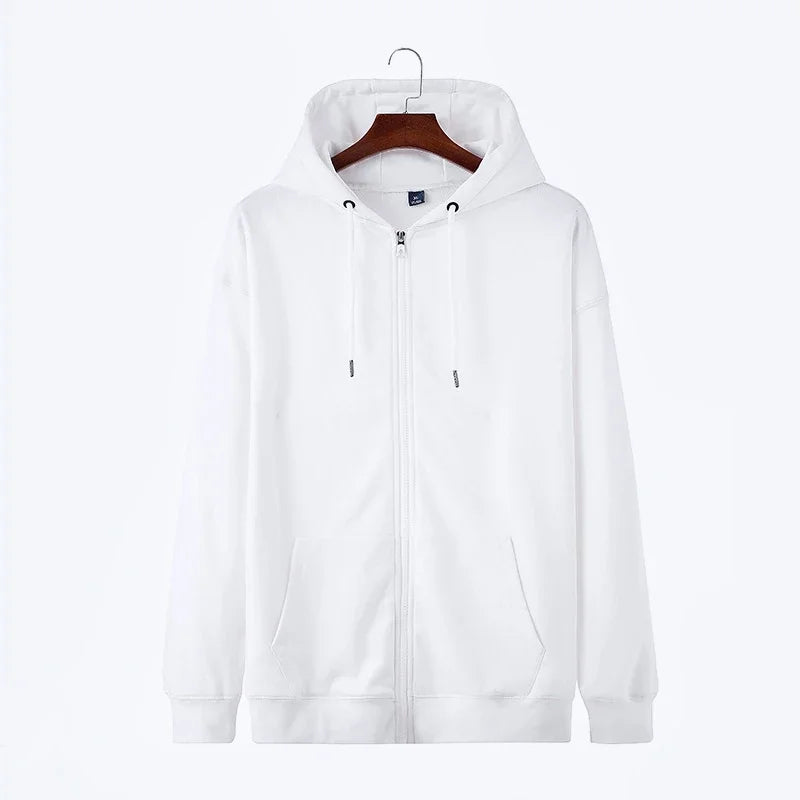 Unisex Full-Zip Fleece Hoodie - Long Sleeve Hooded Sweatshirt, Casual Streetwear