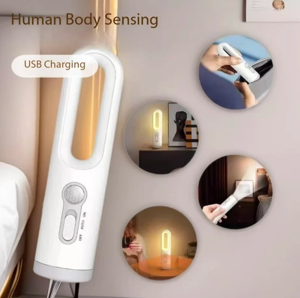 Portable 2-in-1 Rechargeable Flashlight & Motion Sensor Night Light - USB-C Bedside, Bathroom, Baby Feeding, Reading & Camping Lamp