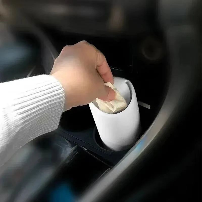 Silicone Car Trash Can – Round Portable Car Garbage Bin Auto Organizer, 6 x 2.8 in (15 x 7 cm)