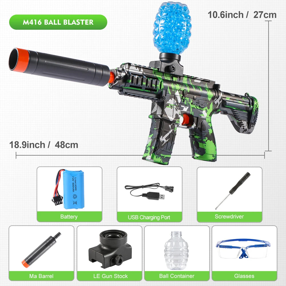 Rechargeable Electric Ball Blaster Toy Gun – High-Speed Metallic Finish, Outdoor Game Party Gift (Bullets Excluded) Ages 6+