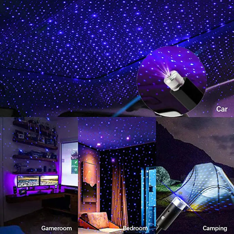LED Car Starry Sky Projector Light USB Adjustable Interior Atmosphere Night Lamp