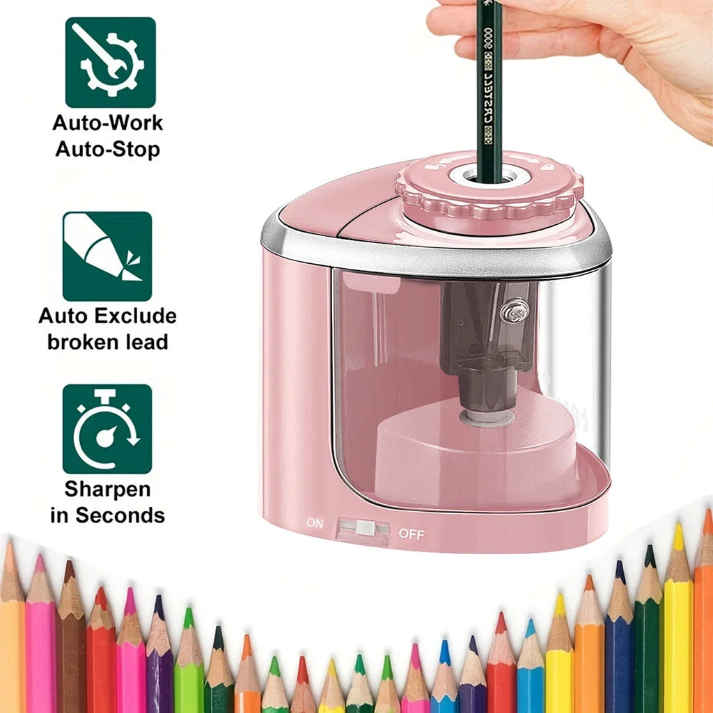 Automatic Electric Pencil Sharpener (6–8mm / 0.24–0.31 in) Desktop for Students, School & Office