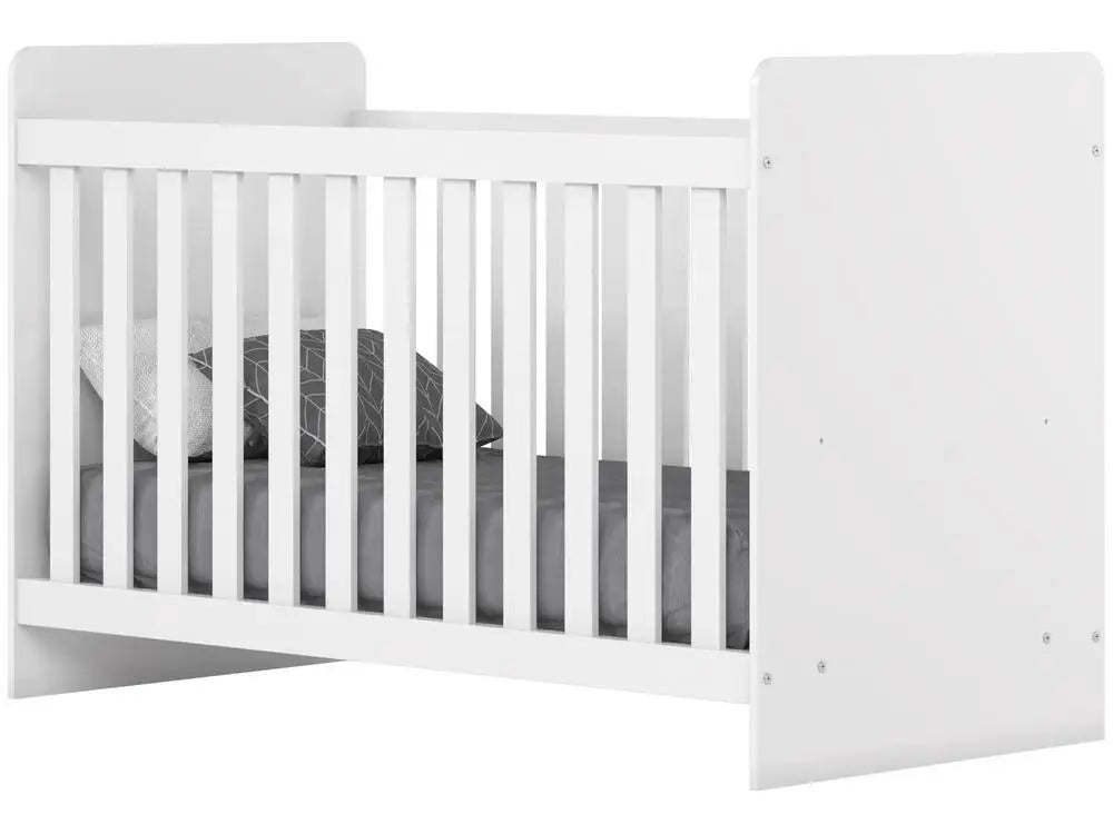 Standard White Baby Crib - Modern Nursery Crib with 2 Adjustable Heights, Fits 60 x 130 cm (24 x 51 in) Mattress