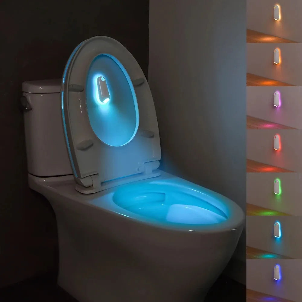 Motion Sensor Toilet Night Light RGB 7-Color Rechargeable LED Toilet Bowl Light