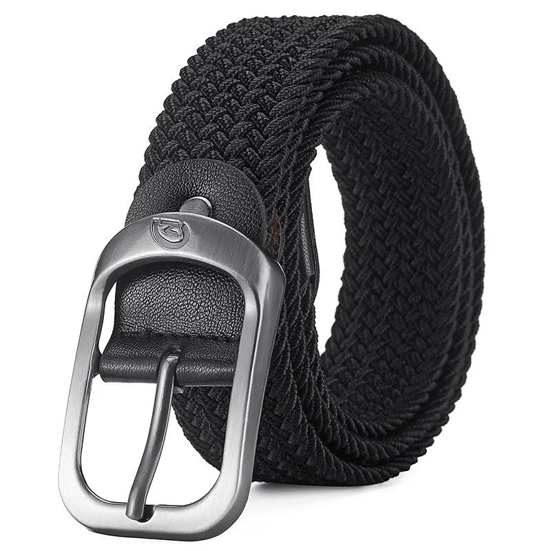 Woven Elastic No-Hole Belt – Unisex Stretch Adjustable Belt for Outdoor, Climbing & Work (3.3 cm / 1.3 in)