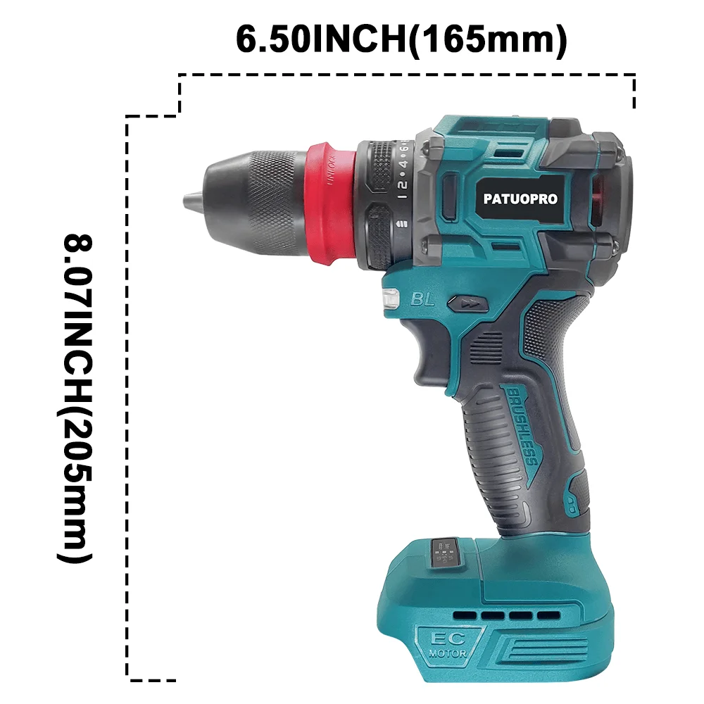 2-in-1 Cordless Brushless Drill Driver 10mm Chuck, Compatible with 18V Li‑Ion Batteries (Battery Not Included)