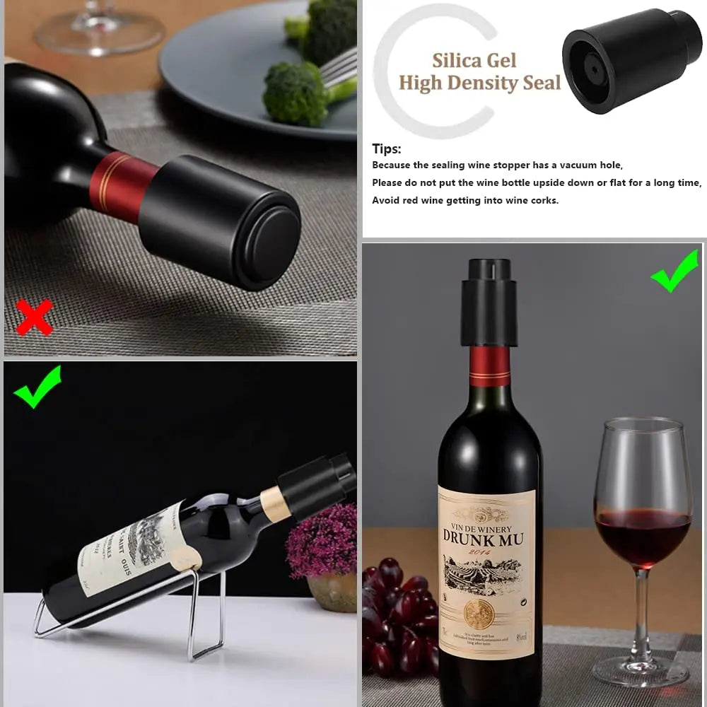 Vacuum Wine Bottle Stopper with Date Dial – Airtight Reusable Wine Sealer Pump