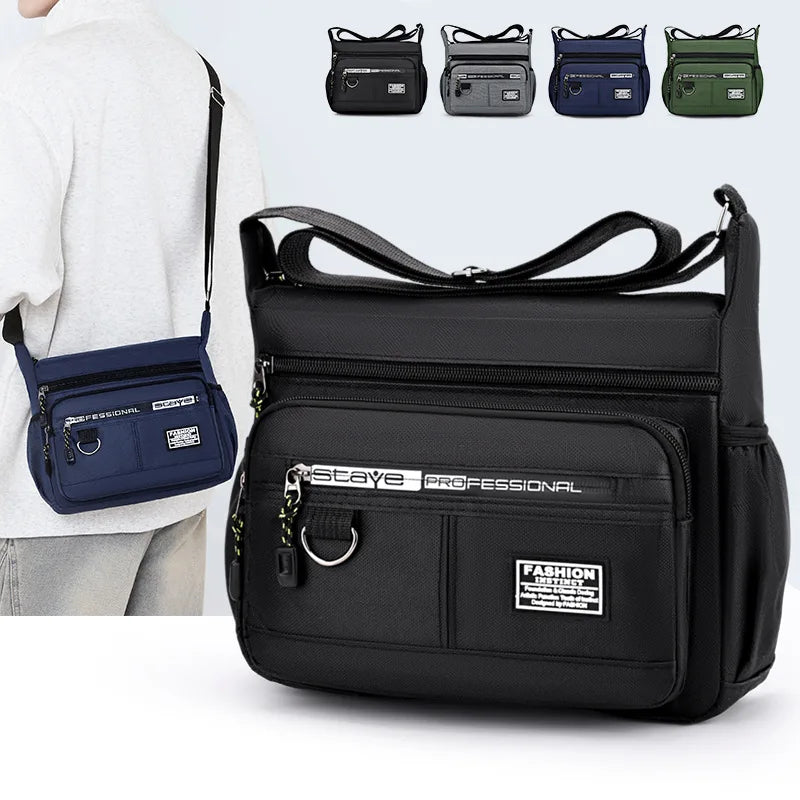 Men's Waterproof Crossbody Sling Bag - Business Casual Multi-Pocket Shoulder Bag, 27 x 8 x 22 cm (10.6 x 3.1 x 8.6 in), Adjustable Strap