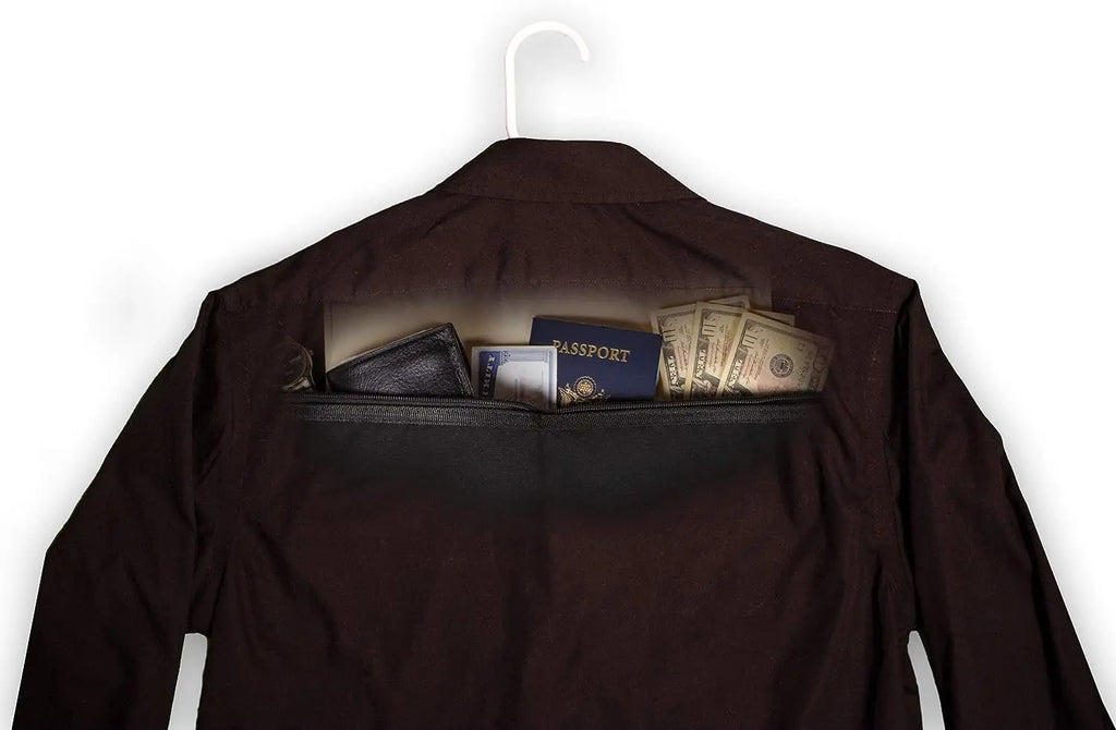 Hidden Hanger Pocket Safe — Closet Stash for Valuables, Fits 8.5 x 11 in (216 x 279 mm) Documents, Passports & Jewelry