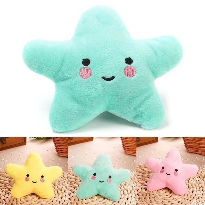 Squeaky Plush Pentagram Pet Toy for Dogs & Cats, Soft Fleece Squeaker, 3.9-5.1 in (10-13 cm)