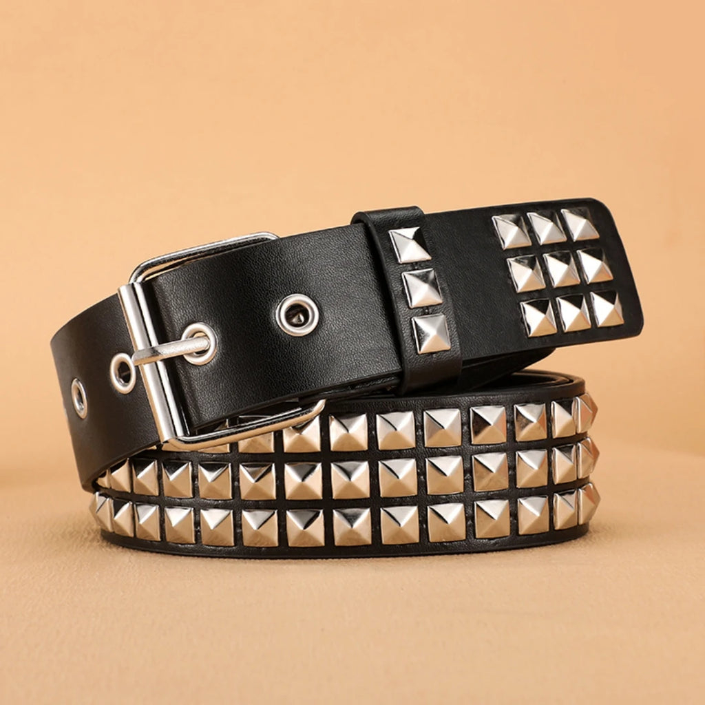 Punk Rivet Grommet Belt Heavy Metal Y2K Rock Unisex Jeans Belt 3.8 cm (1.5 in)