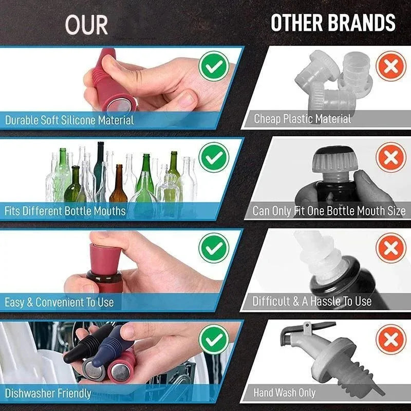 Reusable Silicone Wine Bottle Stopper – Leakproof Champagne & Beverage Sealer