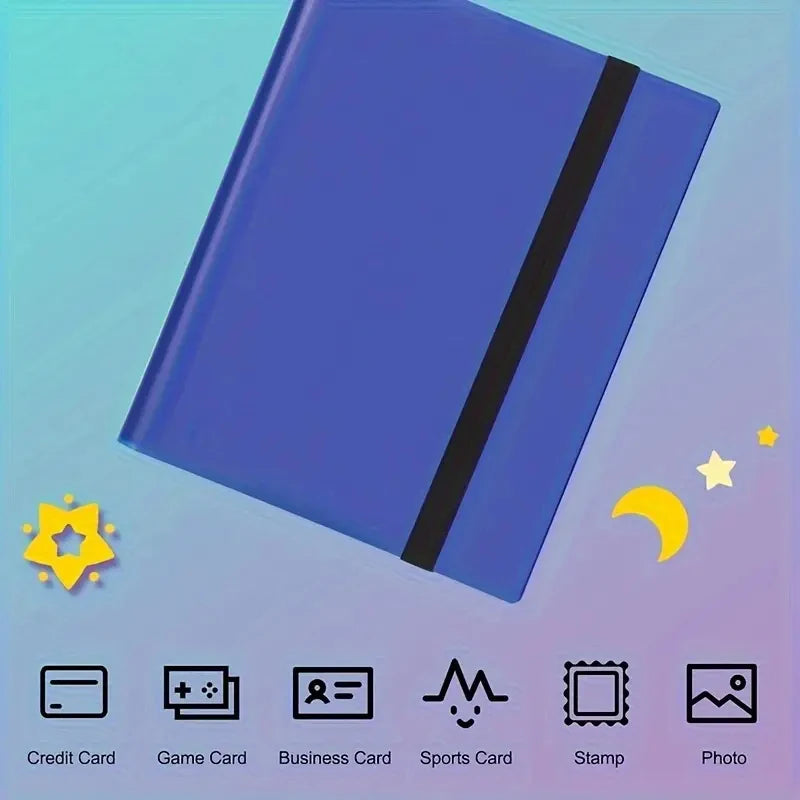 9-Pocket Polypropylene Trading Card Binder - Holds 360 Cards, Side-Loading Pockets, Elastic Strap
