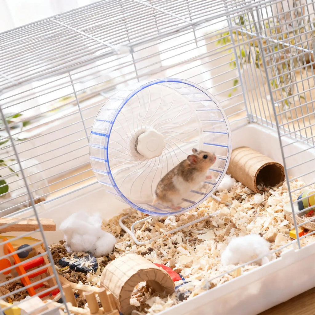 Silent Hamster Wheel 5.5in (14cm) Quiet Double-Bearing Exercise Wheel with Adjustable Stand for Hamsters Gerbils Mice