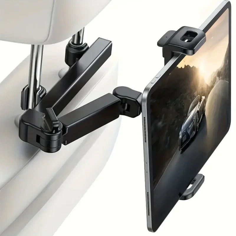 Telescopic Car Headrest Phone & Tablet Holder - Rotating Rear Seat Mount, Fits 5–13 inch (12.7–33 cm) Devices