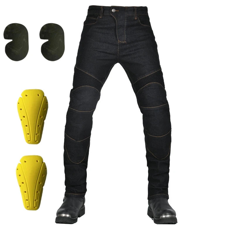 Men's Motorcycle Riding Jeans – Removable CE Knee & Hip Armor, All-Season Protective Racing Pants