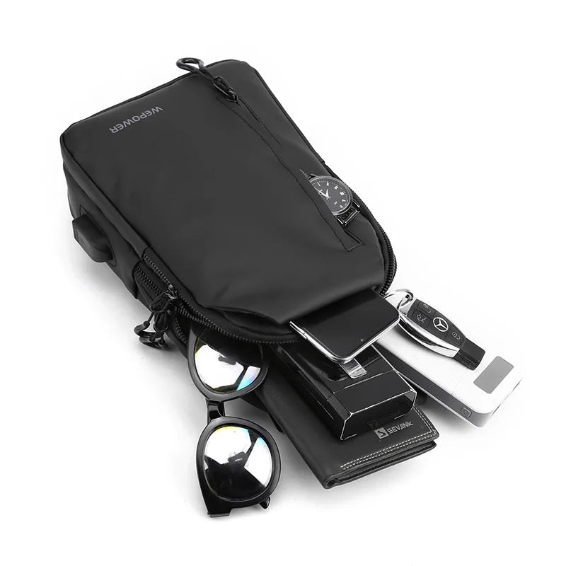 Men's Waterproof Large-Capacity Crossbody Sling Bag — Lightweight Single Shoulder Travel Bag