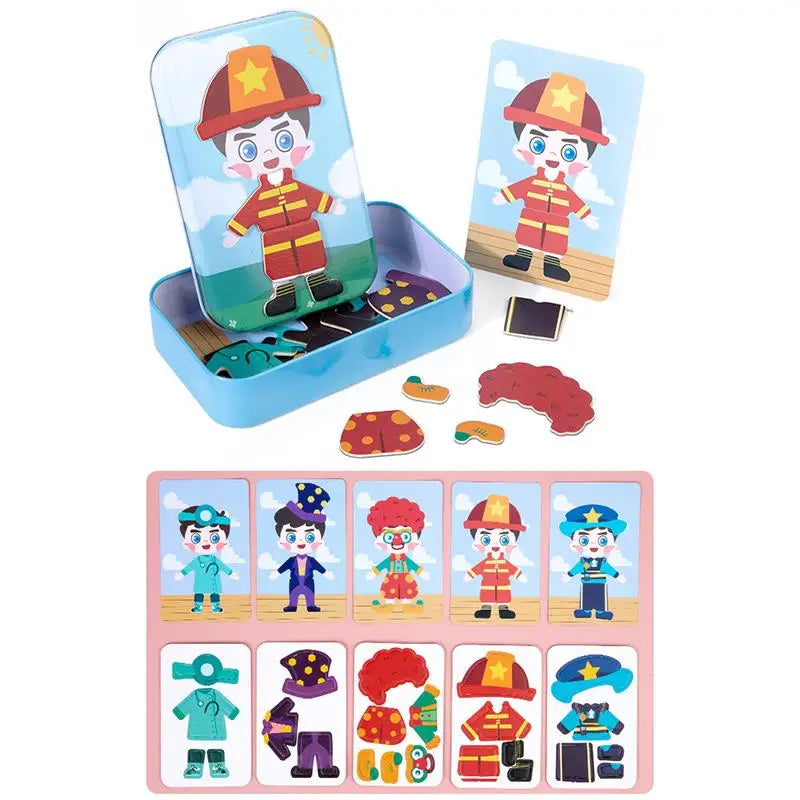 Magnetic 3D Dress-Up Puzzle Toy in Travel Tin - Wooden Magnetic Jigsaw for Kids Imaginative Play