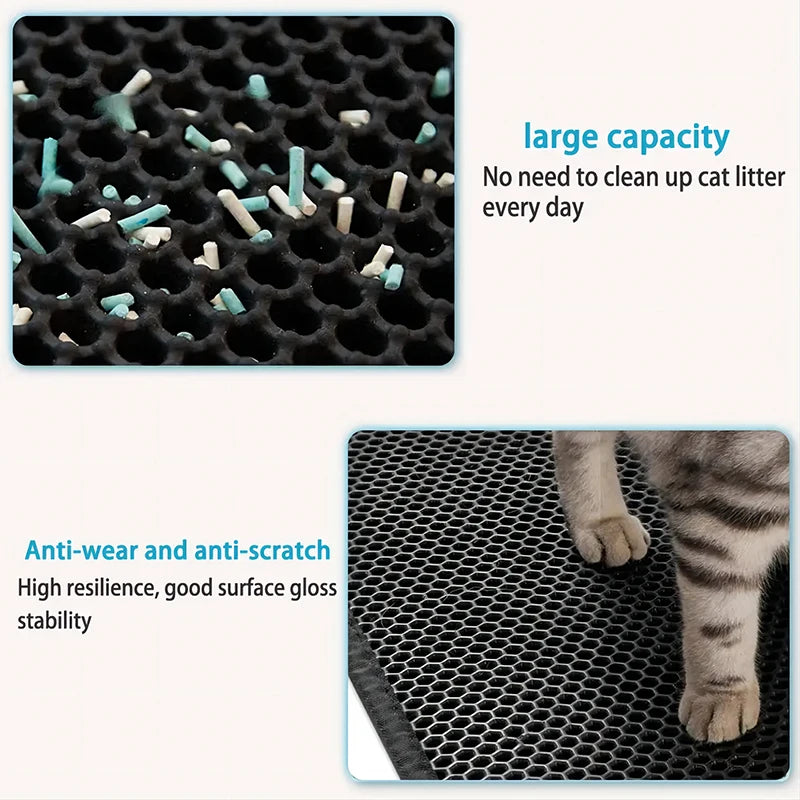 Double-Layer EVA Cat Litter Mat Waterproof Washable Non-Slip Litter Trapping Pad for Cats & Small Dogs