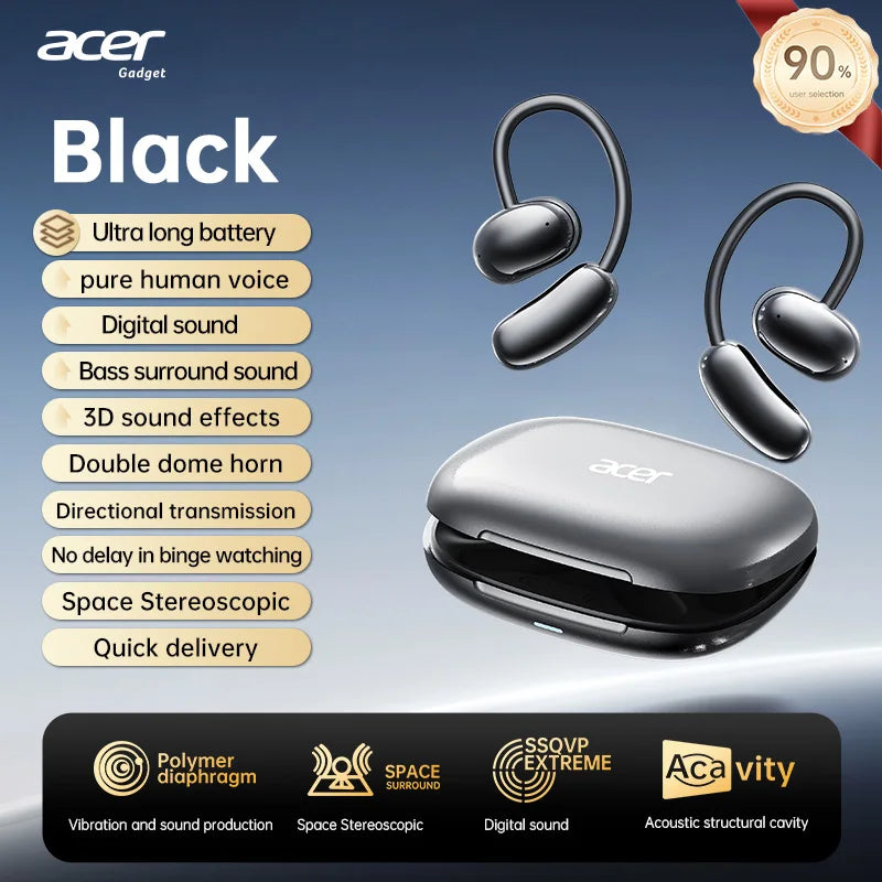 Over-Ear Wireless Headphones — Open Design, Bluetooth 5.4, HD Sound & Large Diaphragm, Noise-Reducing Mic, Secure Fit for Sports & Cycling