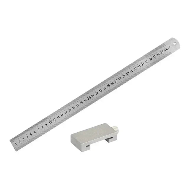 Portable Woodworking Positioning Stop Block with Steel Ruler – Measuring & Marking Gauge for Carpentry