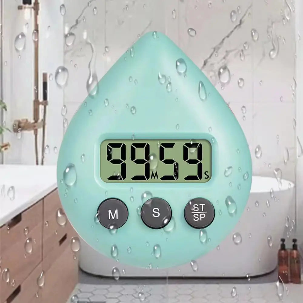 Waterproof Digital Shower & Kitchen Timer with Magnetic Backing, Suction Cup and Wall Mount - Countdown/Count-Up