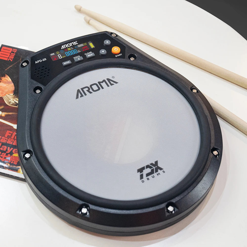 Portable Rechargeable Silent Electronic Drum Practice Pad with Metronome, Speed Training & Headphone Output