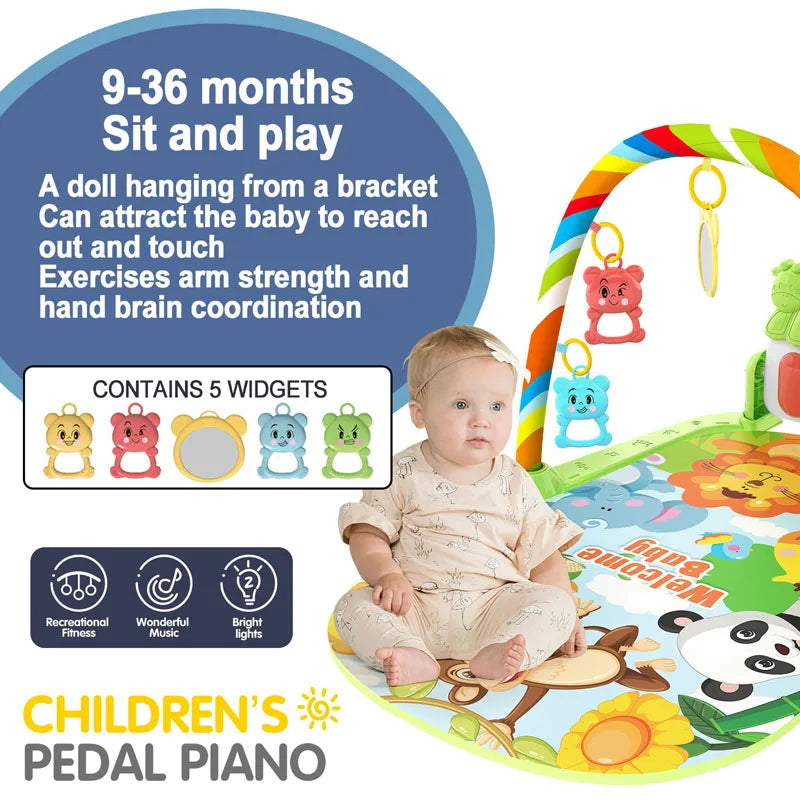 Baby Activity Gym Play Mat with Piano Keyboard 76 x 58 x 42 cm (30 x 23 x 16.5 in) – Musical Infant Play Gym for Newborns 0–36 Months
