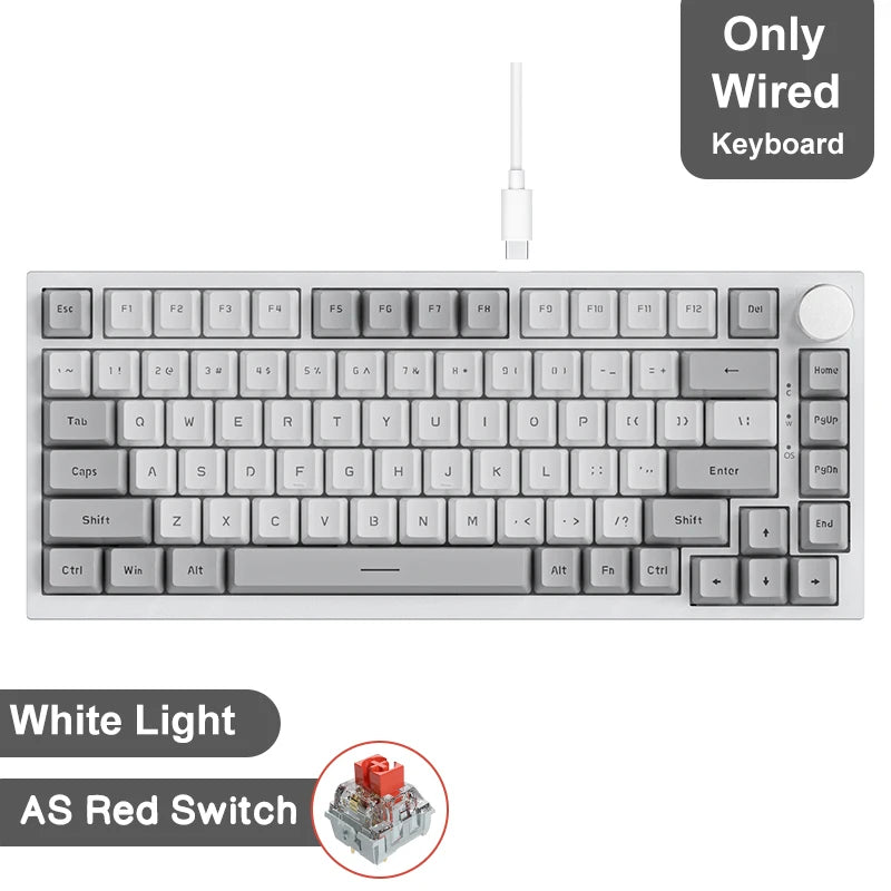 75% 82‑Key Hot‑Swappable Mechanical Gaming Keyboard — Tri‑Mode Wired/2.4GHz/Bluetooth, RGB, TFT Screen, Metal Volume Knob, USB Type‑C