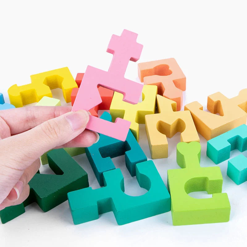 Wooden Shape-Matching Puzzle Blocks for Kids – Montessori Educational Toy, Ages 3-12