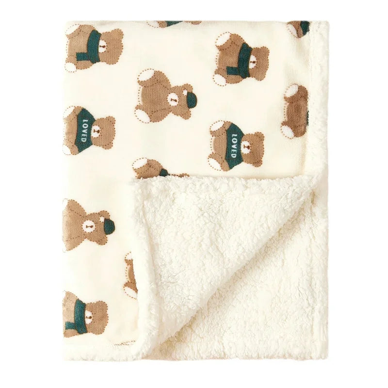 Flannel Lamb Fleece Baby Blanket – Newborn Swaddle Wrap & Stroller Quilt, Soft Winter Baby Bedding