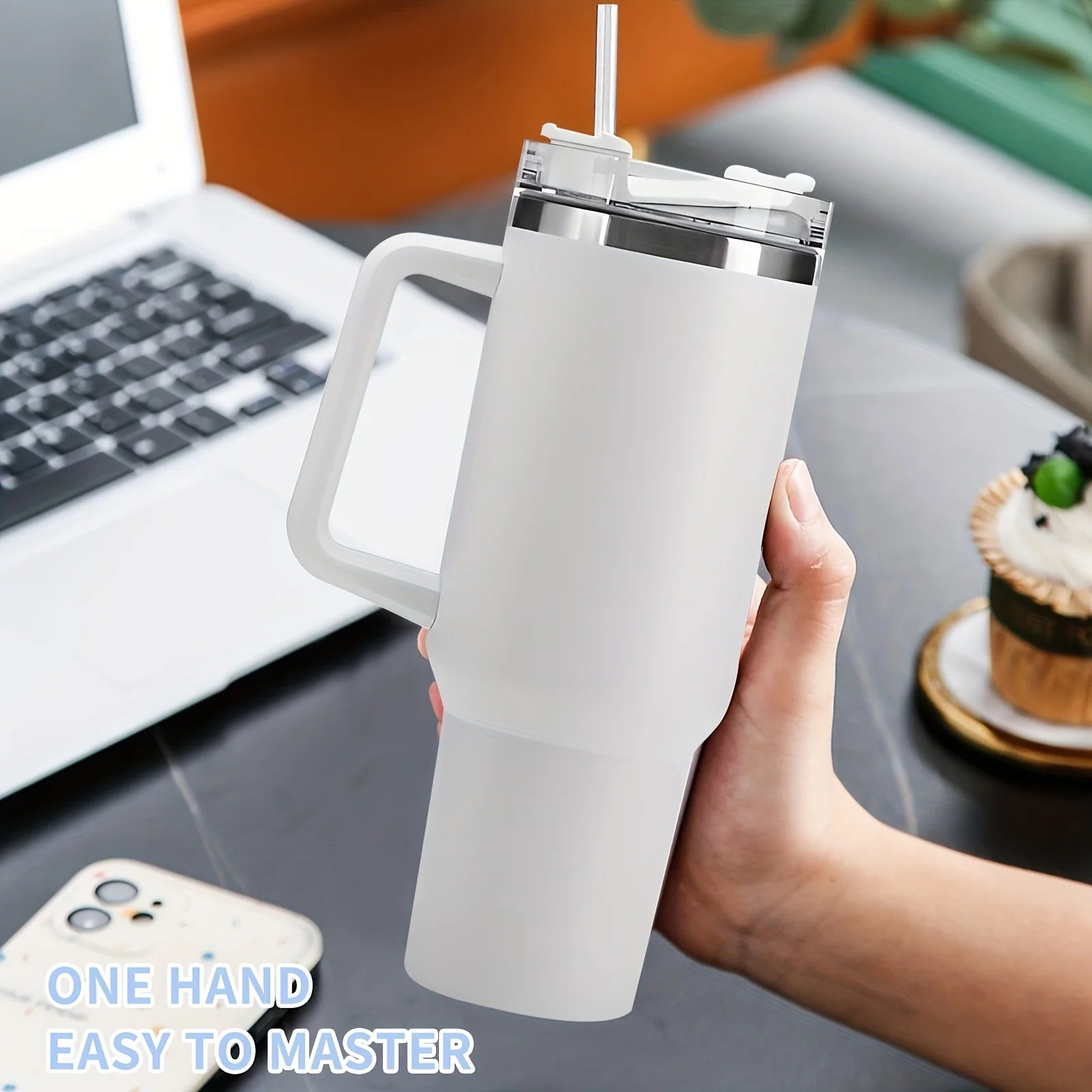 40oz Vacuum Insulated Tumbler with Handle & Straw Lid | Stainless Steel Travel Bottle