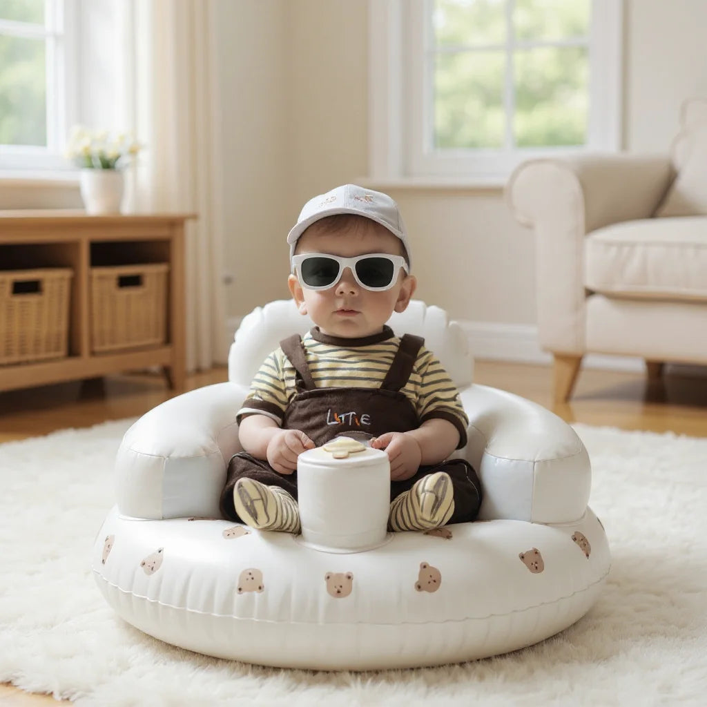 Portable Inflatable Baby Seat — PVC Infant Sofa & Bath Stool, Multifunctional Learning/Sitting Practice Chair (57×48×35 cm / 22.4×18.9×13.8 in)