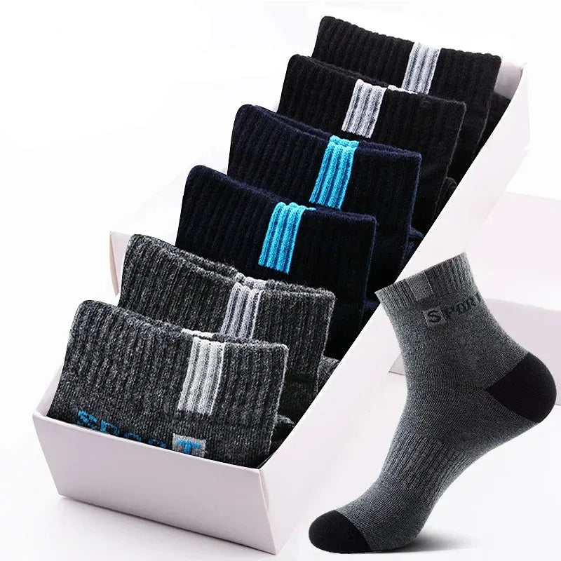 Men's Breathable Sports Crew Socks, 3/5/10 Pairs, Polyester-Cotton Anti-Odor Sweat-Absorbent
