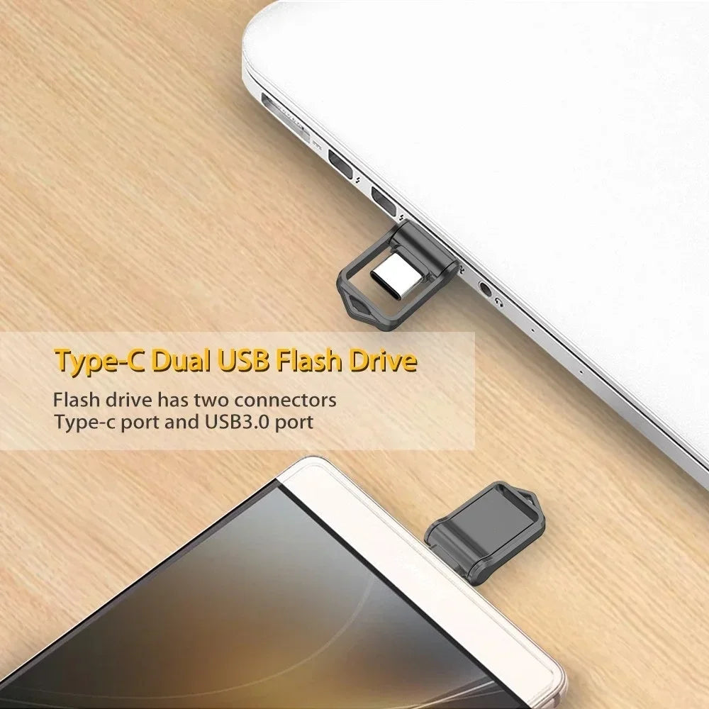 USB 3.2 Type-C Dual-Use Flash Drive Metal OTG USB-C/USB-A Thumb Drive 128GB–2TB High-Speed