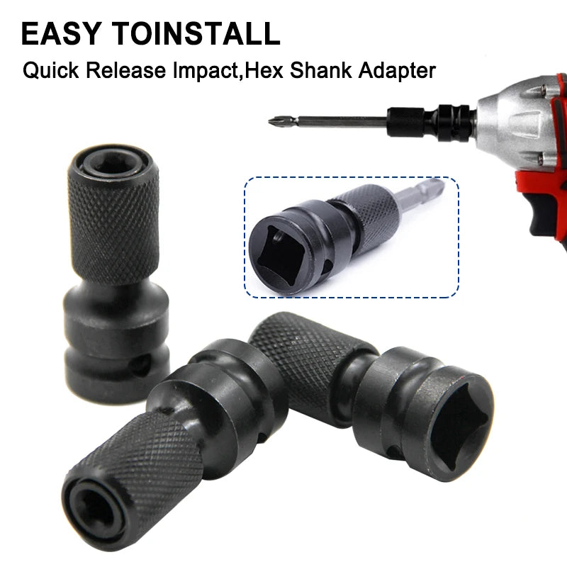 1/2 inch (12.5 mm) Square Drive to 1/4 inch (6.35 mm) Hex Telescopic Socket Adapter for Electric & Air Impact Wrenches