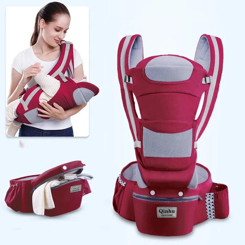Ergonomic Newborn & Infant Hipseat Baby Carrier Sling — Front & Back Facing Travel Kangaroo Wrap