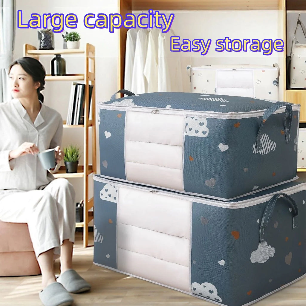 Large Non-Woven Storage Bag with Handles – Dustproof, Moisture-Resistant Quilt & Clothing Organizer