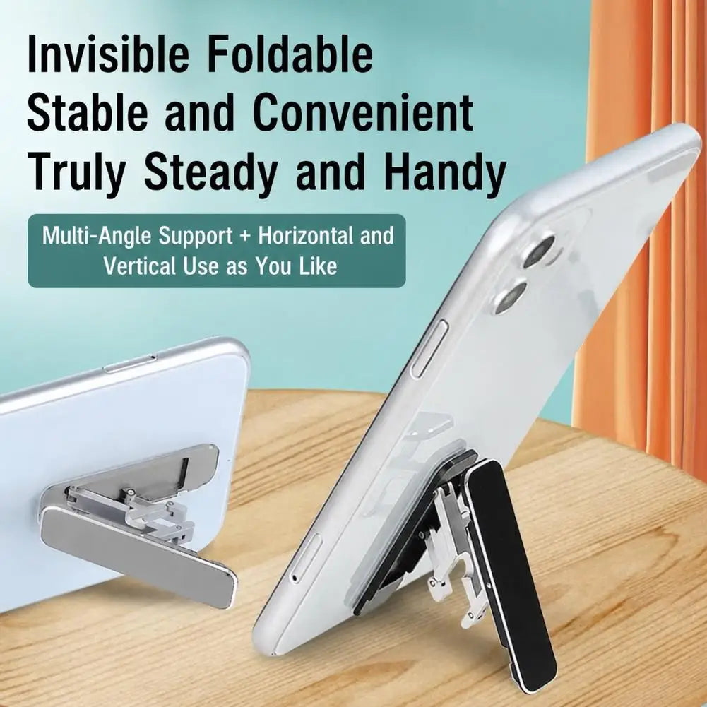 Portable Mini Folding Phone Stand Adjustable Invisible Desktop Mount with Adhesive for Cellphone