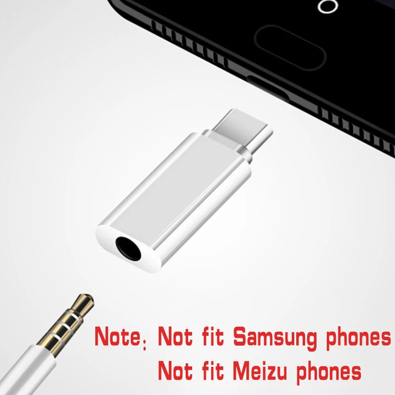 USB-C to 3.5mm Headphone Adapter – Type-C Male to 3.5mm Female Audio Converter for Phones & Tablets