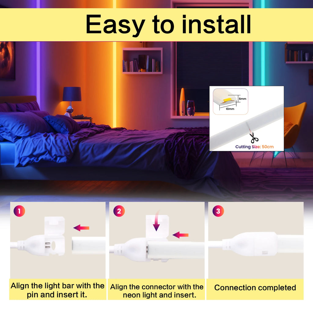 220V COB LED Strip Light 288 LEDs/m IP65 Dimmable with Switch or Dimmer Plug — 3000K 4000K 6000K Waterproof Indoor/Outdoor