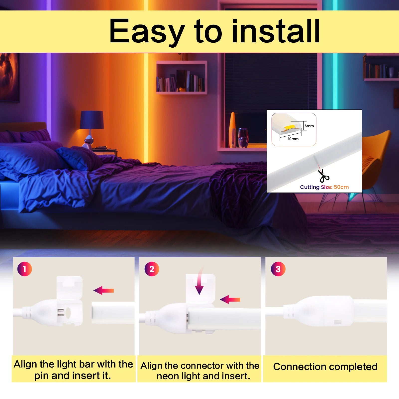 220V COB LED Strip Light 288 LEDs/m IP65 Dimmable with Switch or Dimmer Plug — 3000K 4000K 6000K Waterproof Indoor/Outdoor