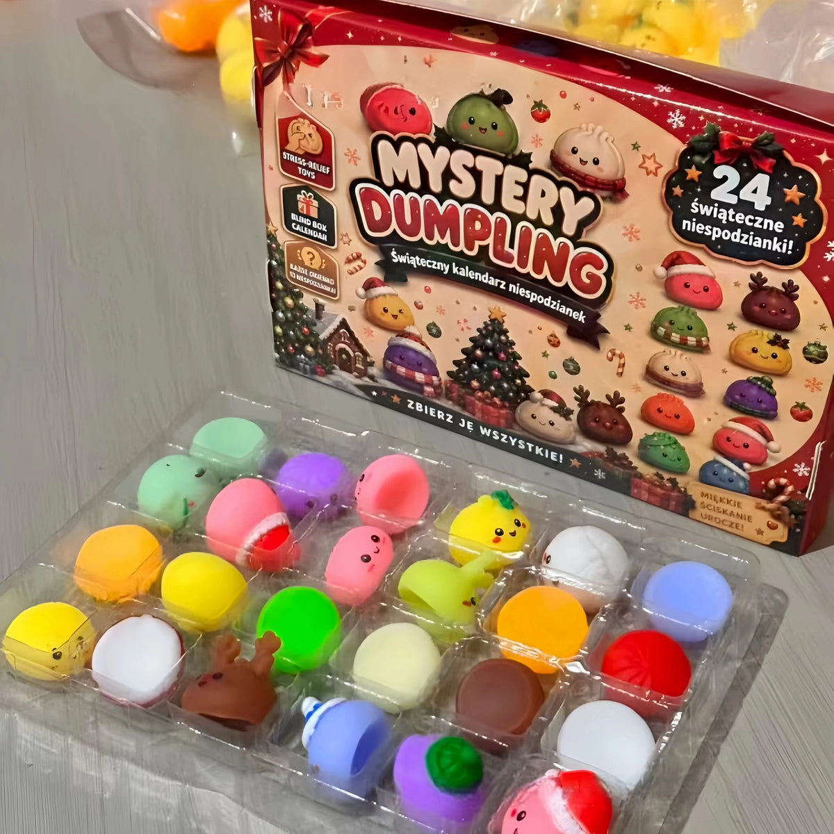 Christmas Squishy Advent Calendar 24-Day Dumpling Fidget Countdown Stress Relief Mystery Gift Box