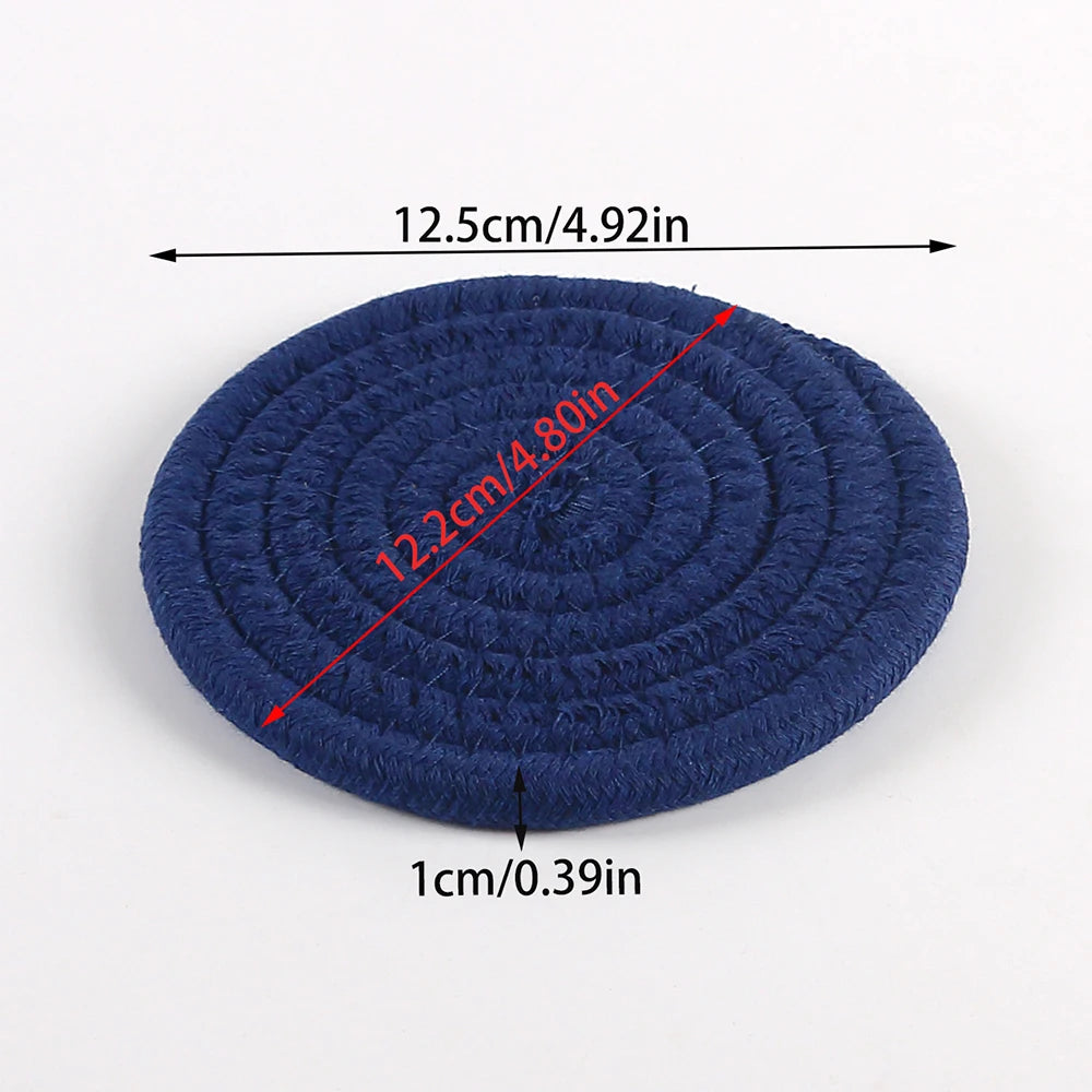 Woven Cotton-Linen Drink Coaster - Heat Resistant, Absorbent Cup Mat for Tabletop Protection