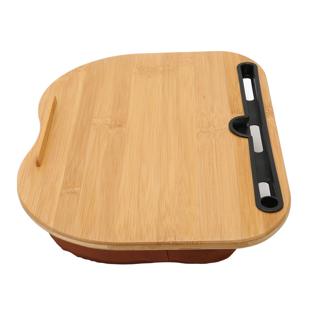 Bamboo Lap Desk with Cushion Pillow — Portable Laptop & Tablet Stand for Up to 15.6-inch (39.6 cm) Laptops
